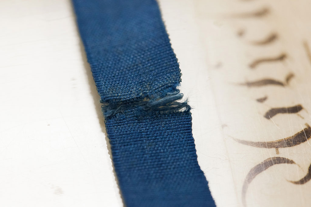 Close-up of fraying ribbon on the 1819 constitution