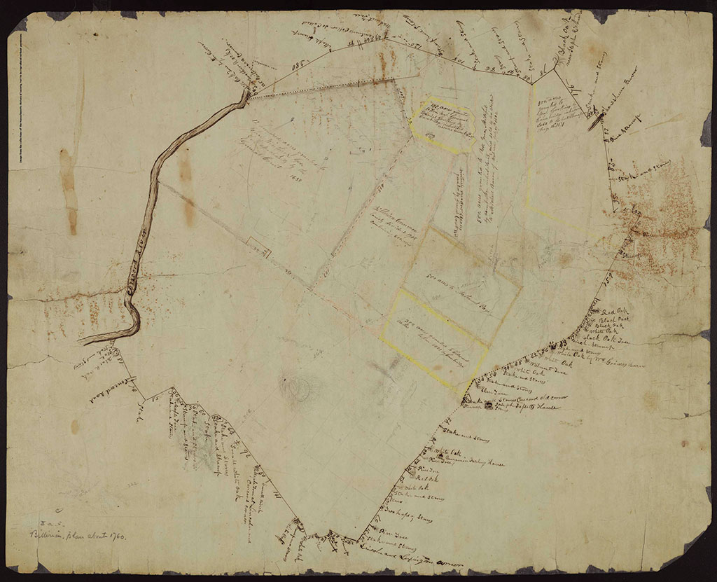 “Billerica Land Survey Map, 1760,” courtesy of the Billerica Public Library