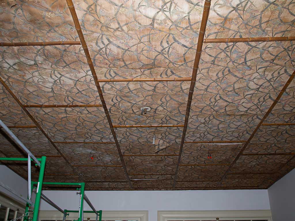 The Chinese export wallpaper covered the entire ceiling of the conservatory.