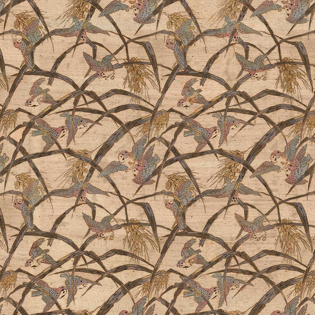 Wallpaper with background digitally brightened, no stain removal, and no changes to the pattern elements