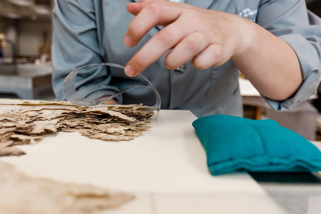 Lacing of the primary and secondary strapping supports at the spine edge