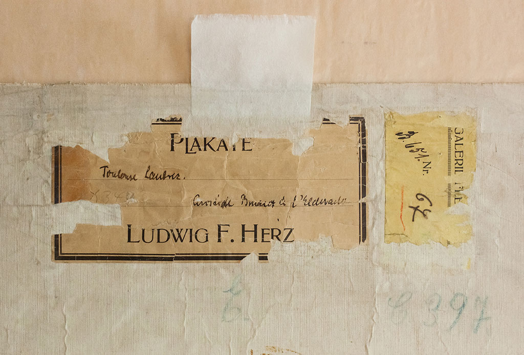 Provenance cards on the verso of a poster