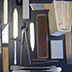 Assortment of bookbinding and book conservation tools.